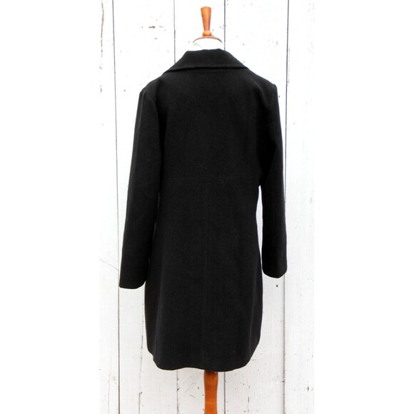 Kimi + Kai Joann Women's Black WOOL Blend Collared Long Button Up Coat Sz L - Picture 6 of 8